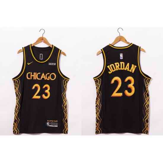 Men Chicago Bulls 23 Michael Jordan NEW Black Nike 2021 Swingman City Edition Jersey